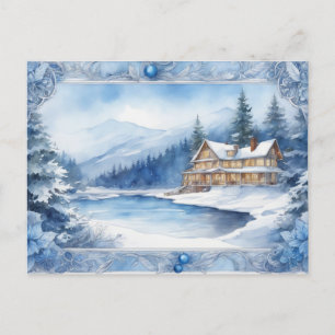 Blue Winter's Tale: Add Your Warm Wishes Invitation Postcard