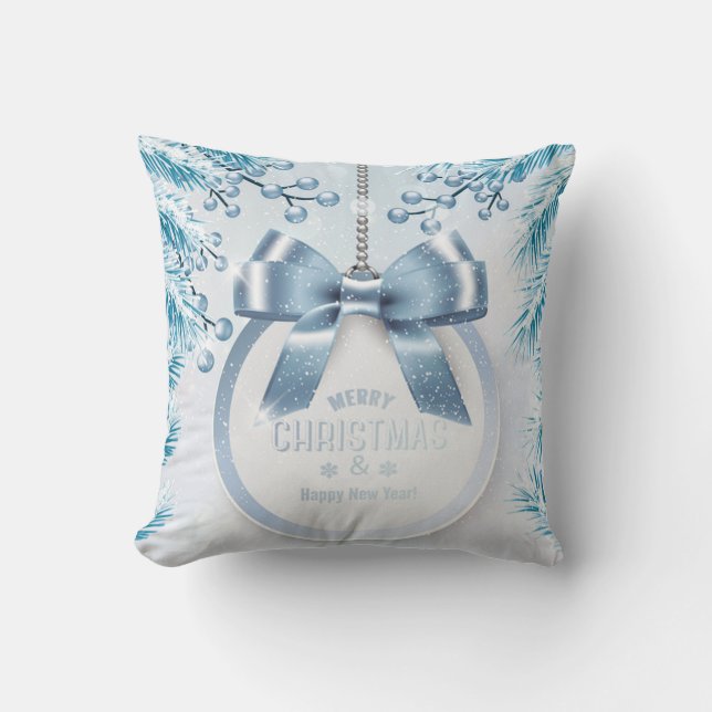 Blue WinterTree New Year Merry Christmas Ornament Cushion (Front)