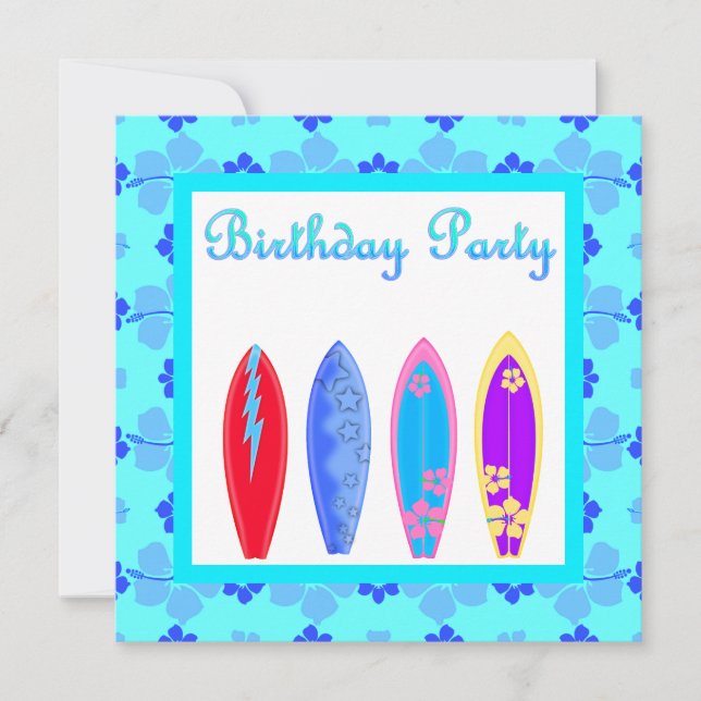 BLUE WIPE OUT BIRTHDAY PARTY INVITATION aqua (Front)