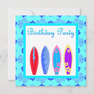 BLUE WIPE OUT BIRTHDAY PARTY INVITATION aqua