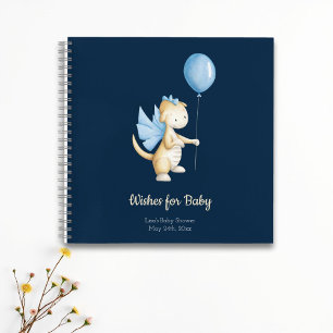 Blue Wishes for Baby Dragon Baby Shower Guest Book