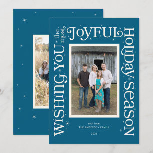 Blue Wishing You the Most Joyful Season Holiday Card