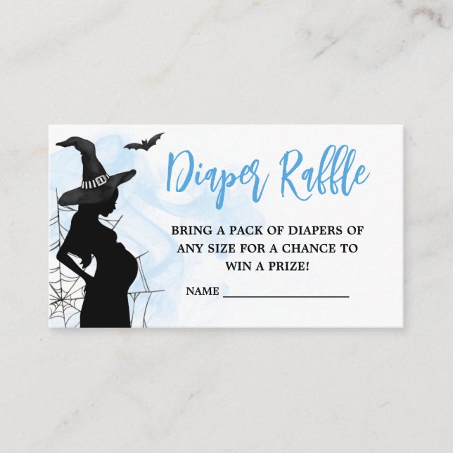 Blue Witch Baby Shower Diaper Raffle Enclosure Card (Front)