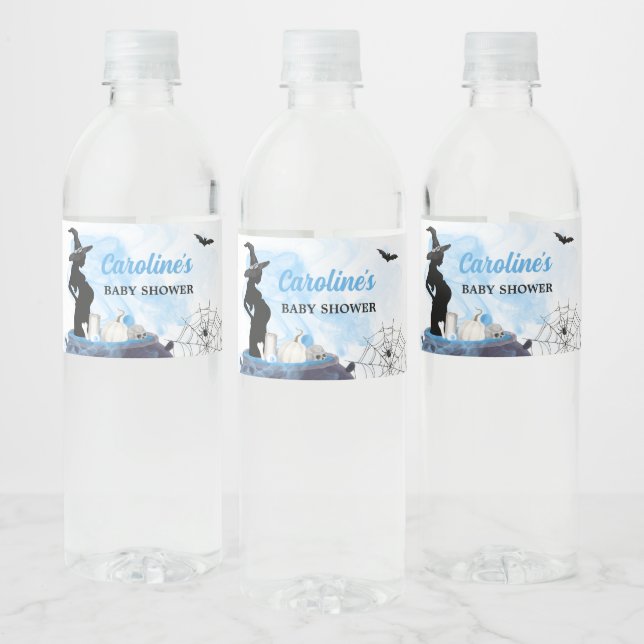 Blue Witch Baby Shower Water Bottle Label (Bottles)