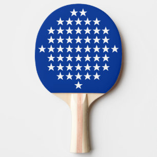 Blue with 50 White Stars American 2-Sided Print Ping Pong Paddle