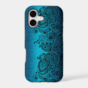 Blue With Black Paisley Lace