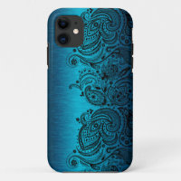 Blue With Black Paisley Lace