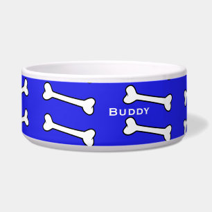 Blue with Cartoon Bones Custom Pet Bowl