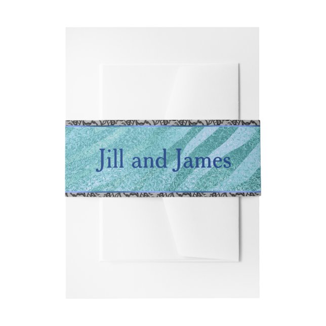 Blue with Faux Black Lace Invitation Belly Band (Front Example)