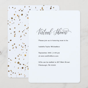 Blue with Faux Gold Boy Confetti Virtual Shower Invitation