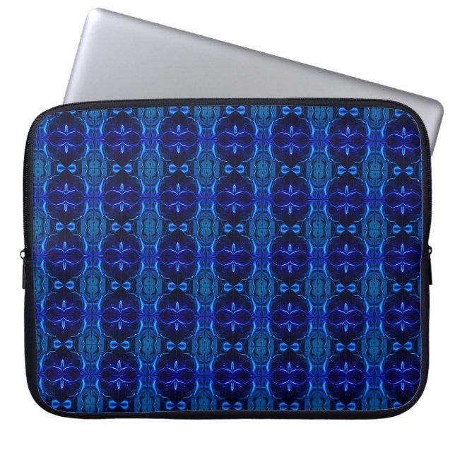 Blue with 'floating' intertwined strokes laptop sleeve (Front)
