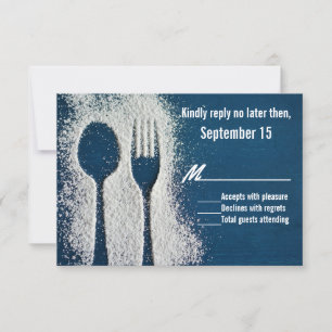 Blue with Flour Silverware Occasion RSVP Card