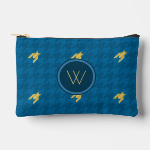 Blue with Gold Accent Houndstooth Accessory Pouch