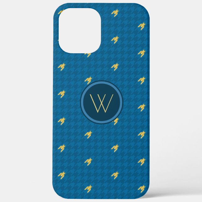 Blue with Gold Accent Houndstooth Case-Mate Case (Back)