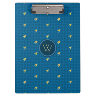 Blue with Gold Accent Houndstooth Clipboard