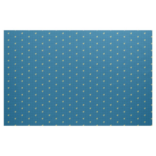 Blue with Gold Accent Houndstooth Fabric (Fat Quarter)