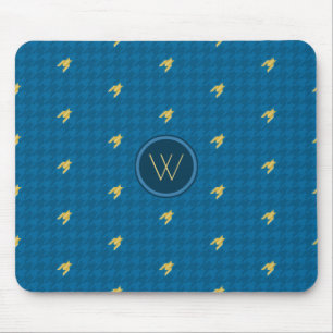 Blue with Gold Accent Houndstooth Mousepad