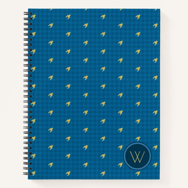 Blue with Gold Accent Houndstooth Notebook (Front)