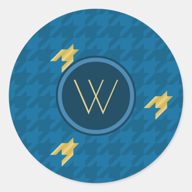 Blue with Gold Accent Houndstooth Sticker (Front)