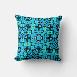 Blue with Green Pops Throw Pillow