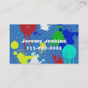 Blue with Paint Splashes Business Card