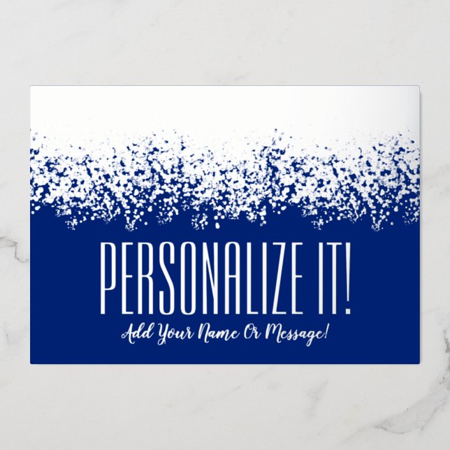 Blue With Silver Foil Glitzy Border Card (Front)