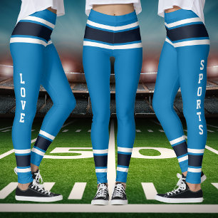 Blue With Striped Team Colours Love Sports Leggings