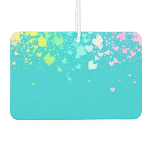 Blue with tiny rainbow hearts car air freshener