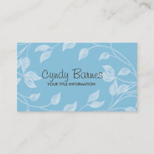 Blue with White Leaves Business Card