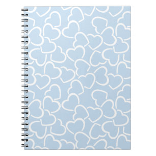 BLUE WITH WHITE OUTLINED LOVE HEARTS NOTEBOOK