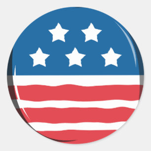 Blue with White Stars and Red and White Stripes Classic Round Sticker