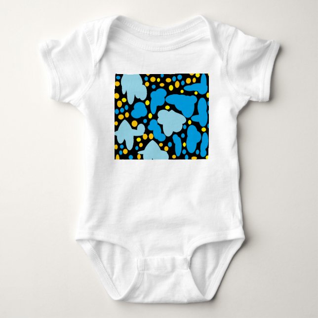 Blue with yellow dots baby bodysuit (Front)