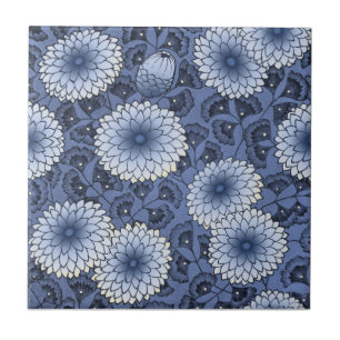 Blue Wm Morris Arts & Crafts Chrysanthemum Repro Tile