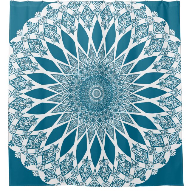 Blue Woad Tristyns Mandala Shower Curtain (Front)