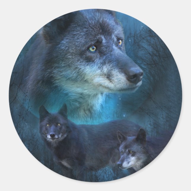 Blue Wolf Art Sticker (Front)
