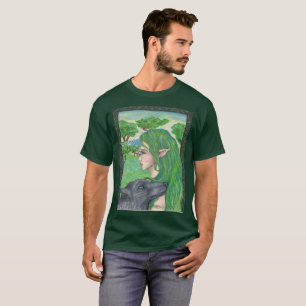 Blue Wolf Fantasy Magic Celtic Irish Fairy Elf T-Shirt