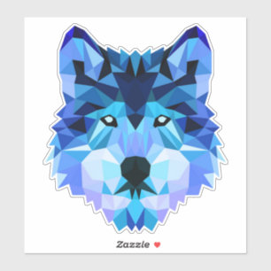 Blue Wolf Head Low Poly Art