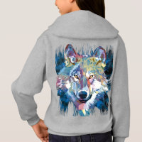 Blue Wolf Hoodie | Colourful Wolf Heads Hoodie