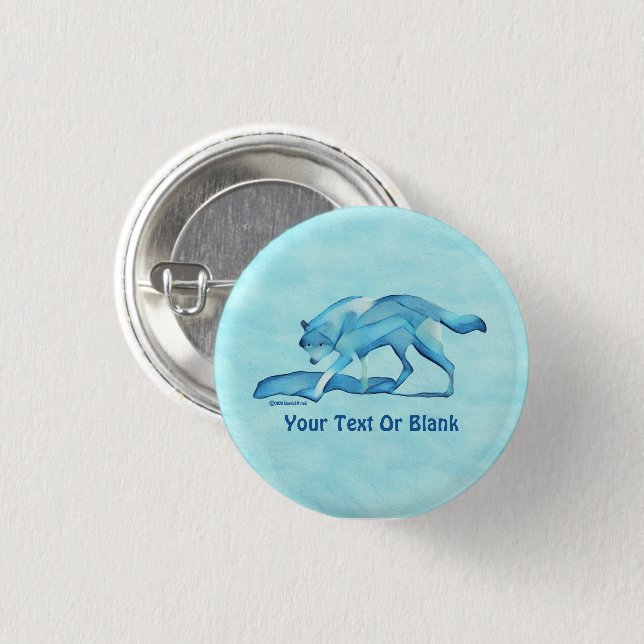 Blue Wolf On Snow 3 Cm Round Badge (Front & Back)