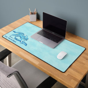 Blue Wolf On Snow Desk Mat