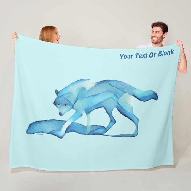 Blue Wolf On Snow Fleece Blanket (In Situ)
