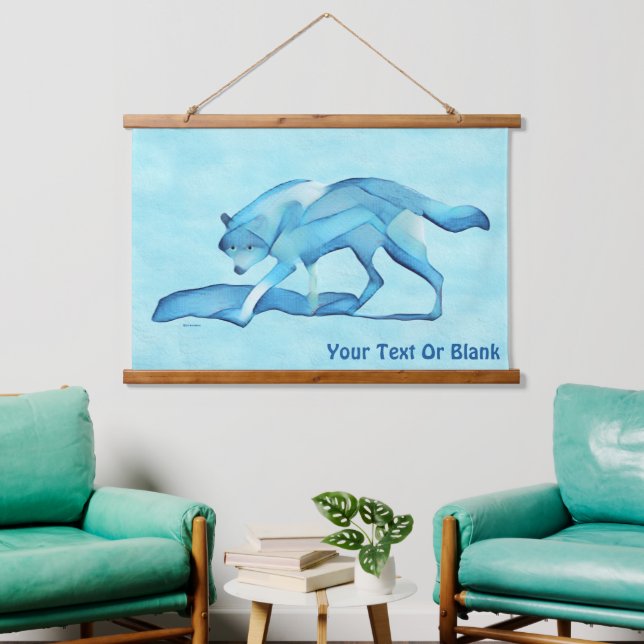 Blue Wolf On Snow  Hanging Tapestry (Living Room)