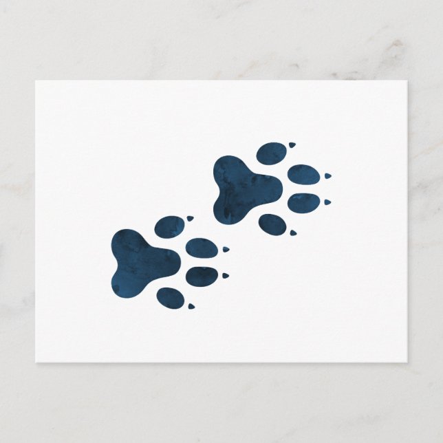 Blue Wolf Pawprints Postcard (Front)