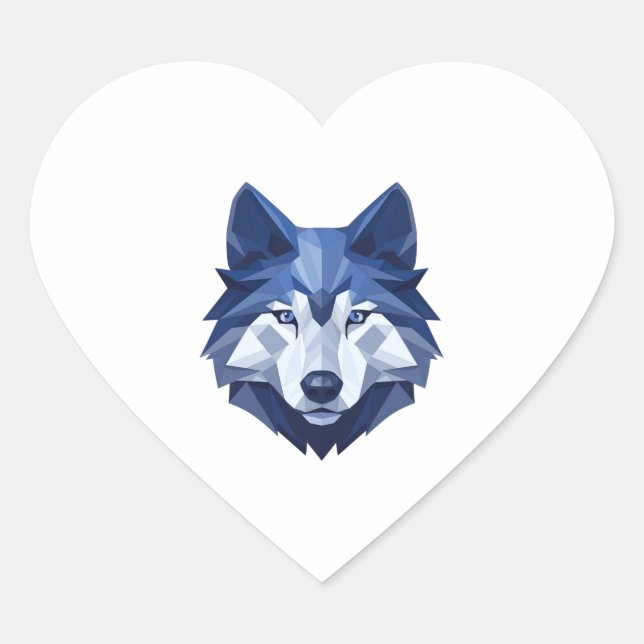 Blue WolfDog  4 Heart Sticker (Front)