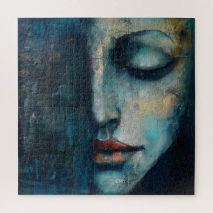Blue Woman Abstract Art Jigsaw Puzzle