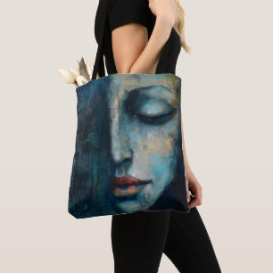 Blue Woman Abstract Art Tote Bag