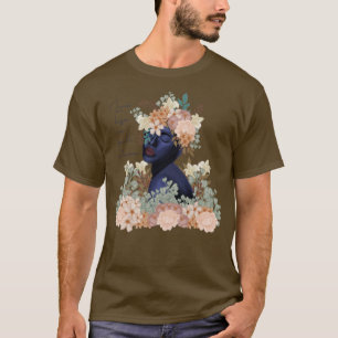 Blue woman face with flowers Live life in full blo T-Shirt