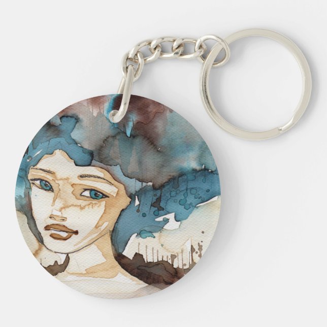Blue Woman Key Ring (Back)