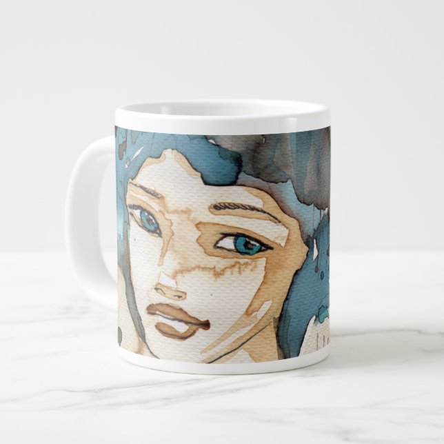 Blue Woman Large Coffee Mug (Front Left)
