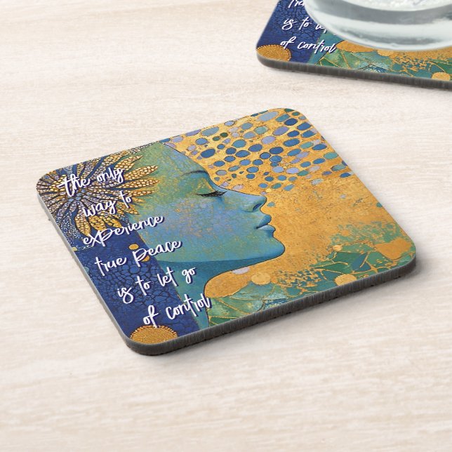 Blue Woman Let Go Of Control Hard plastic coaster (Left Side)